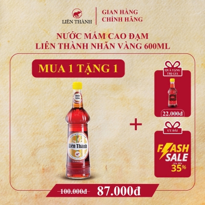 NƯỚC MẮM LIÊN THÀNH NHÃN VÀNG 600ML MUA 1 TẶNG 1 NHẤT VỊ 300ML