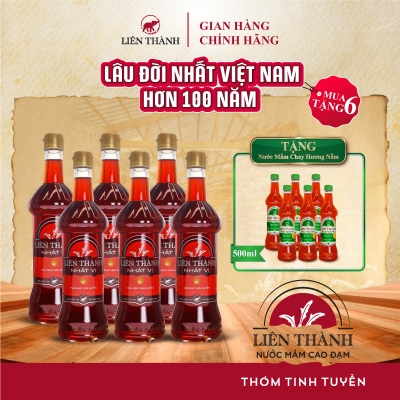 [TẶNG 6 NƯỚC MẮM CHAY HƯƠNG NẤM] Thùng 6 chai nước mắm Liên Thành Nhất Vị 20 độ đạm 500ml