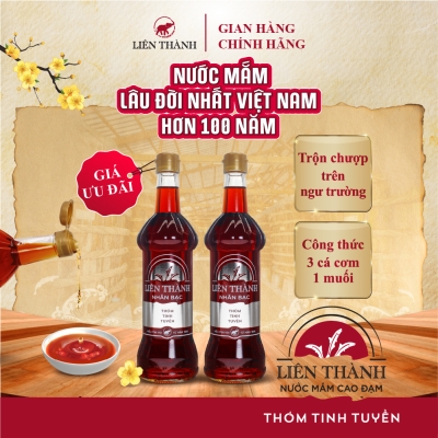 Combo 2 chai Nước mắm Liên Thành Nhãn Bạc 500ml 30 độ đạm giá ưu đãi